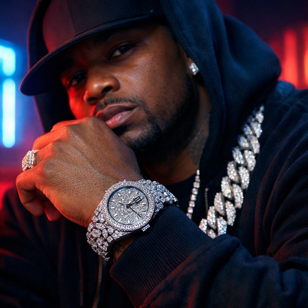 Iced Out Cuban Link Watch - lifestyle