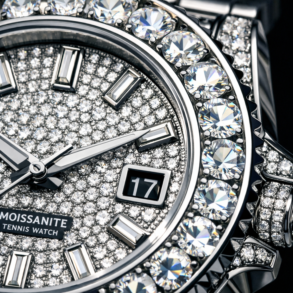 VVS Moissanite Tennis Watch - close-up