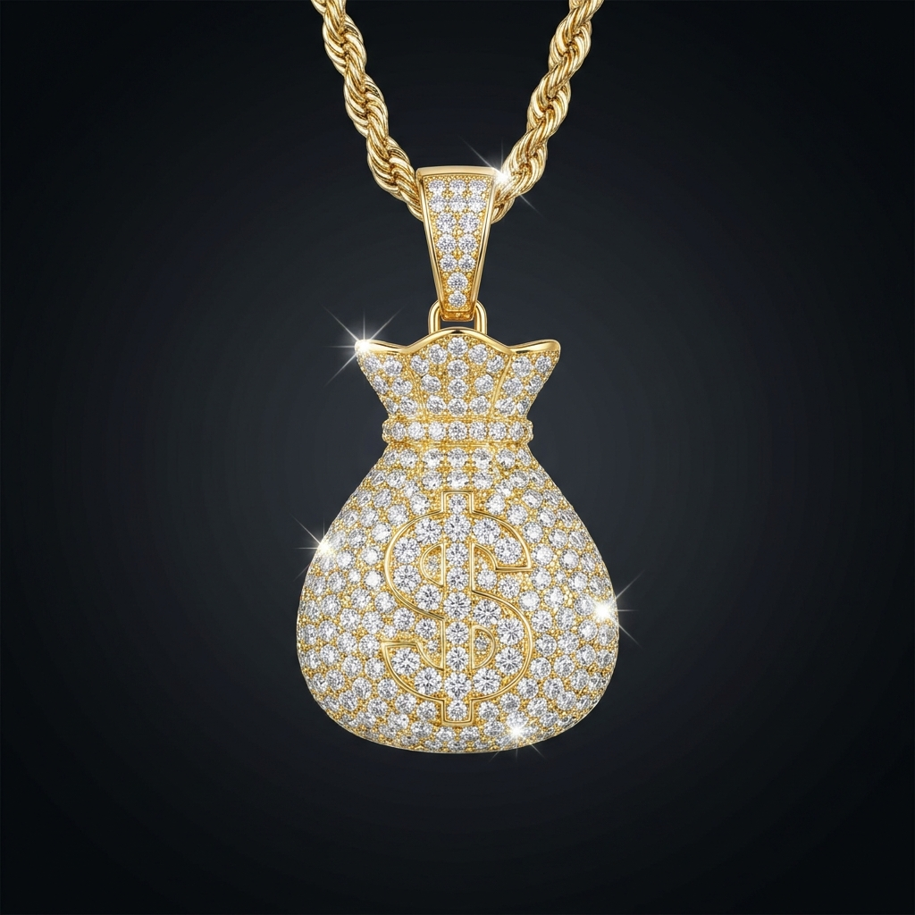 Iced Money Bag Pendant