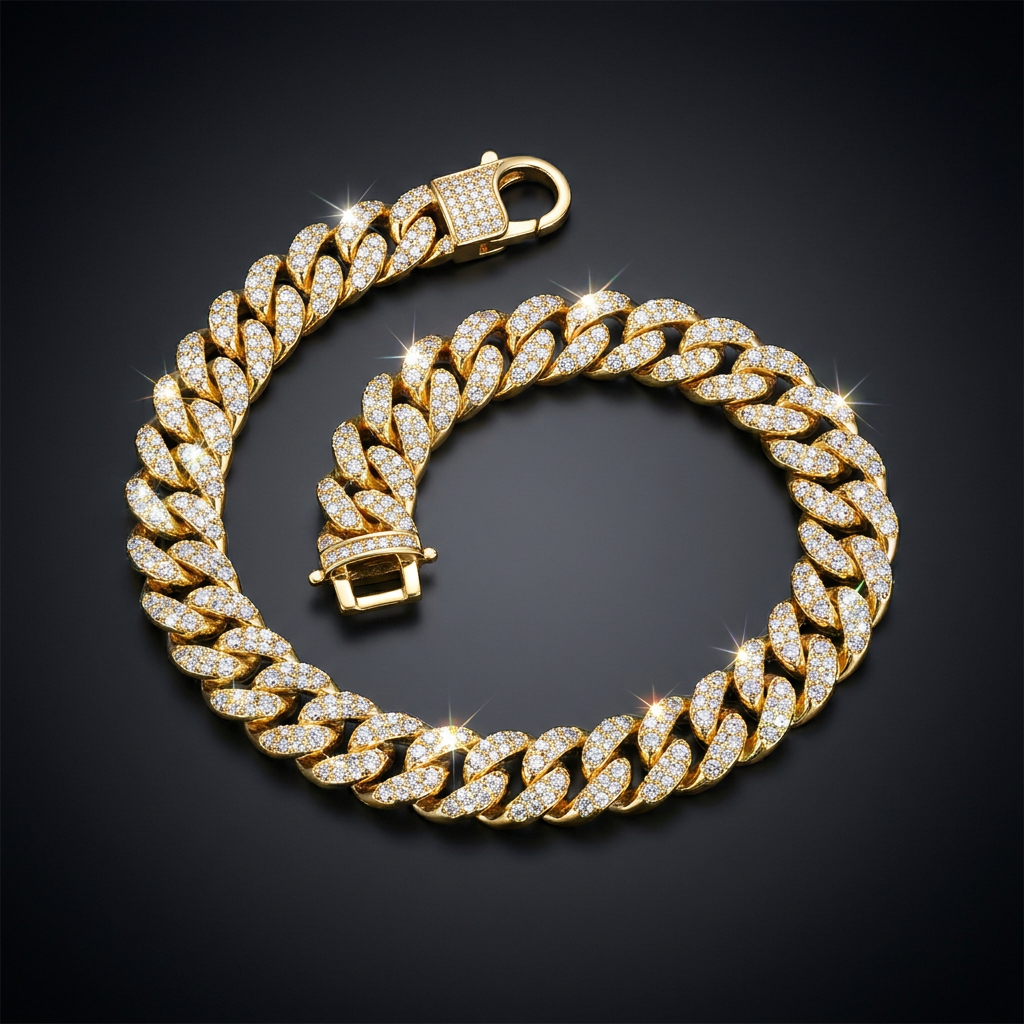 Iced Moissanite Cuban Anklet