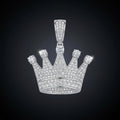 Iced Crown Pendant in sterling silver paved with moissanite