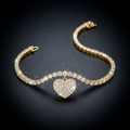 Iced Heart Charm Bracelet in gold paved with moissanite