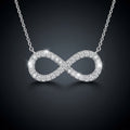 Moissanite Infinity Necklace in sterling silver paved with moissanite