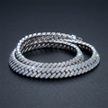 Iced Herringbone Chain Necklace in sterling silver paved with moissanite