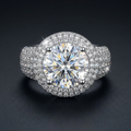 Moissanite Halo Ring in sterling silver
