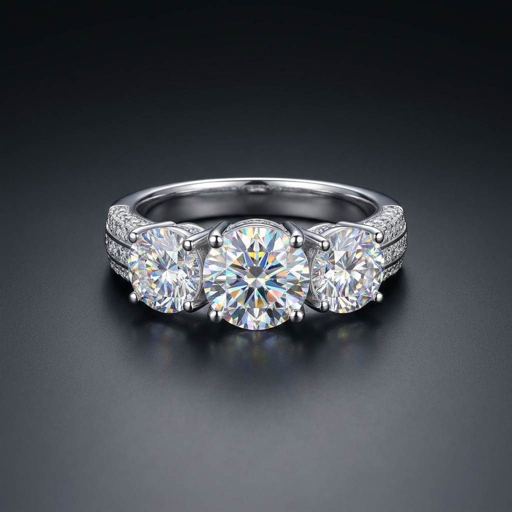 Moissanite Three Stone Ring
