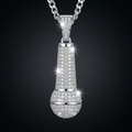 Iced Microphone Pendant paved with VVS moissanite