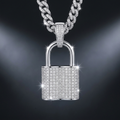 Iced Padlock Pendant paved with VVS moissanite