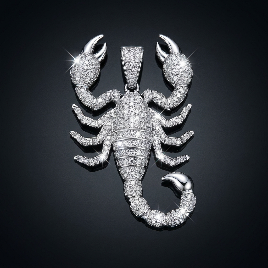 Iced Scorpion Pendant in VVS moissanite