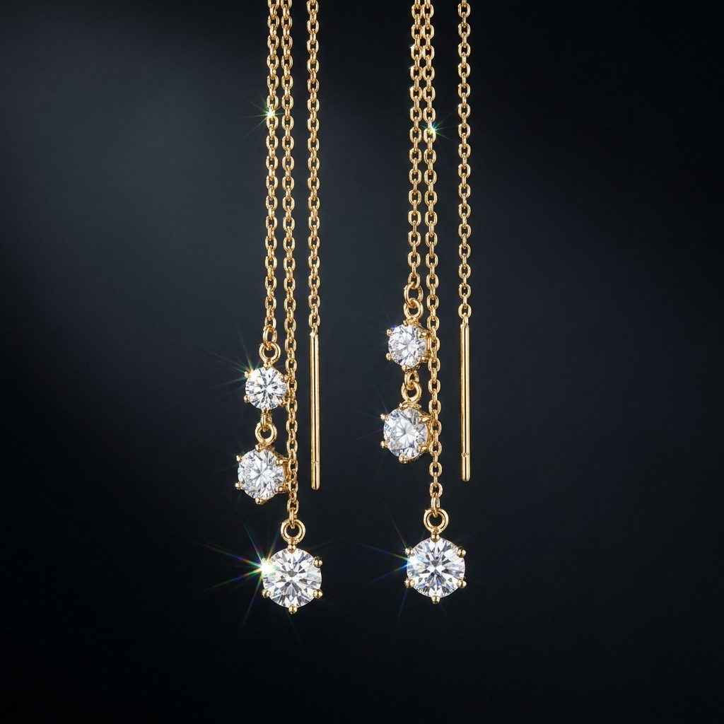 Moissanite Threader Earrings
