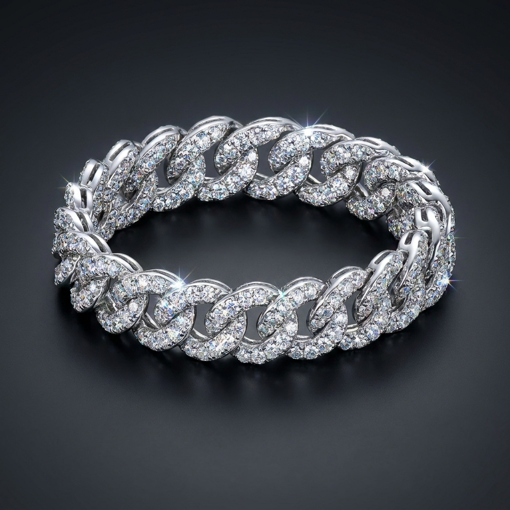 Iced Rope Bracelet in VVS moissanite