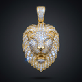 Iced Lion Head Pendant in VVS moissanite