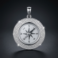 Iced Compass Pendant in VVS moissanite