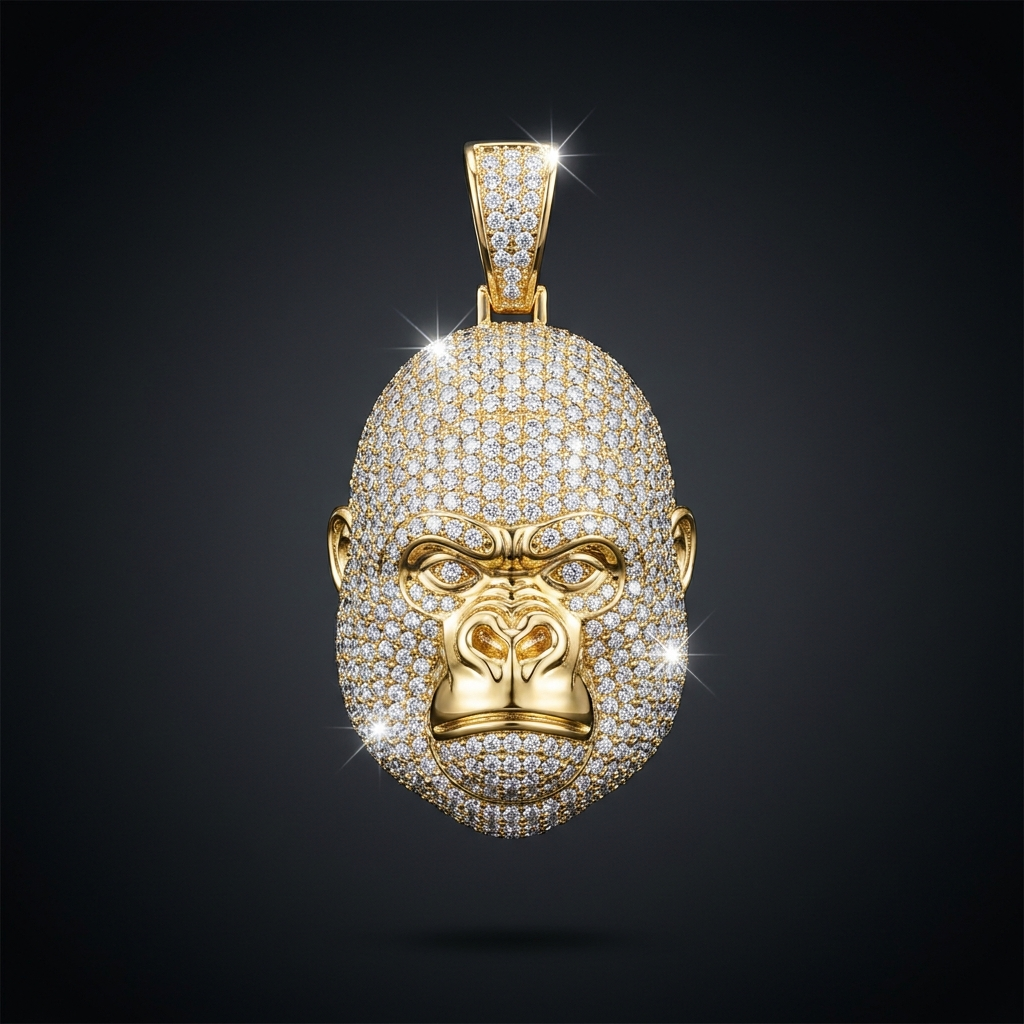 Iced Gorilla Pendant in VVS moissanite