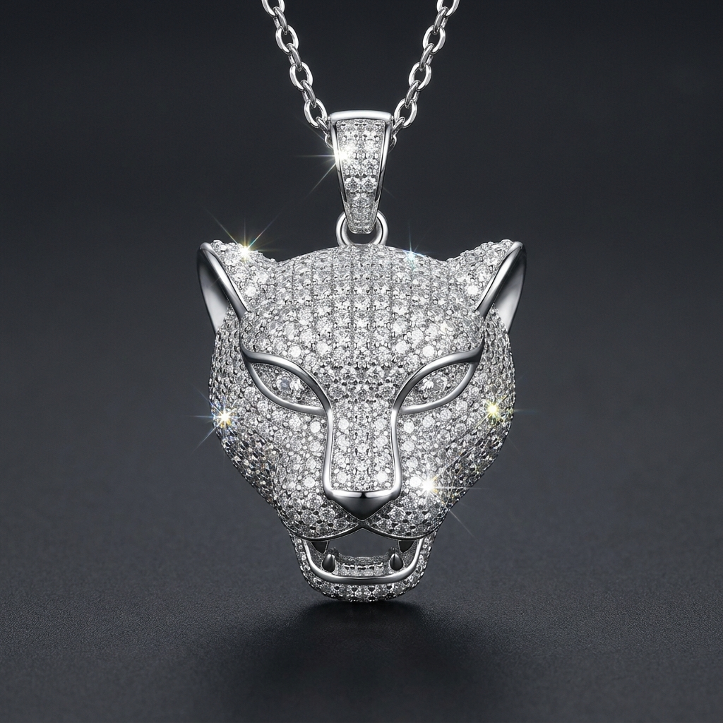 Iced Panther Pendant in VVS moissanite