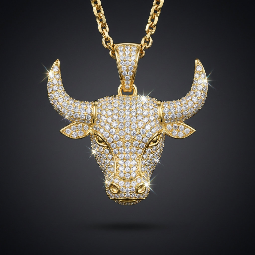 Iced Bull Pendant in VVS moissanite