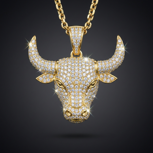 Iced Bull Pendant in VVS moissanite