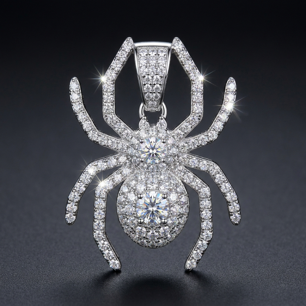 Iced Spider Pendant in VVS moissanite