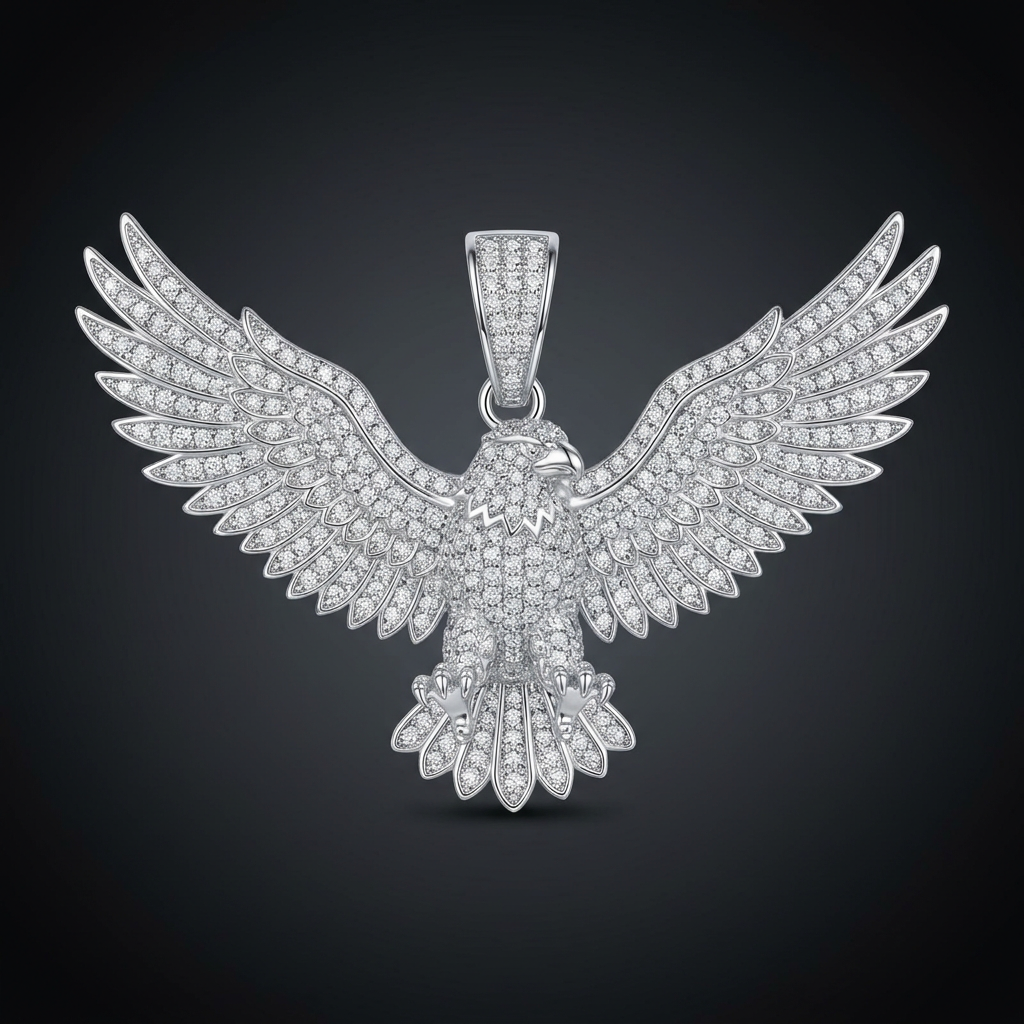 Iced Eagle Pendant in VVS moissanite