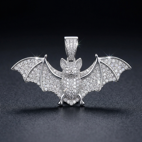 Iced Bat Pendant in VVS moissanite