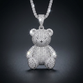 Iced Teddy Bear Pendant in VVS moissanite