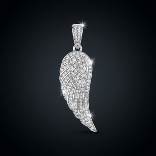Iced Angel Wing Pendant in VVS moissanite