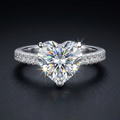 Moissanite Heart Cut Ring with pave band