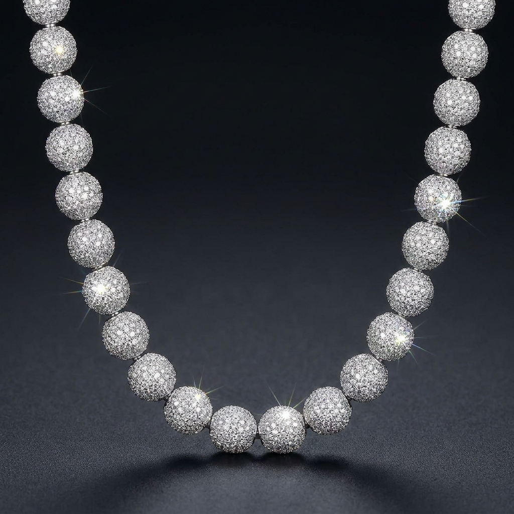Iced Ball Chain Necklace in VVS moissanite