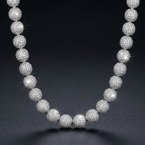 Iced Ball Chain Necklace in VVS moissanite