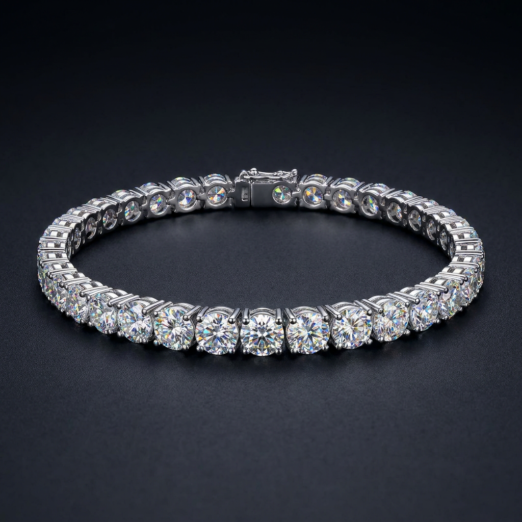 Iced Tennis Anklet in VVS moissanite