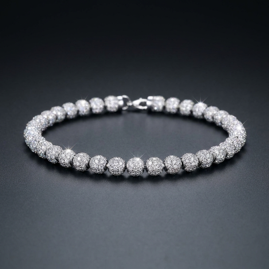 Iced Beaded Anklet in VVS moissanite