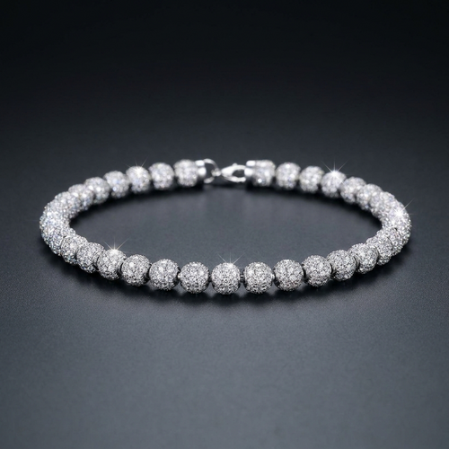 Iced Beaded Anklet in VVS moissanite
