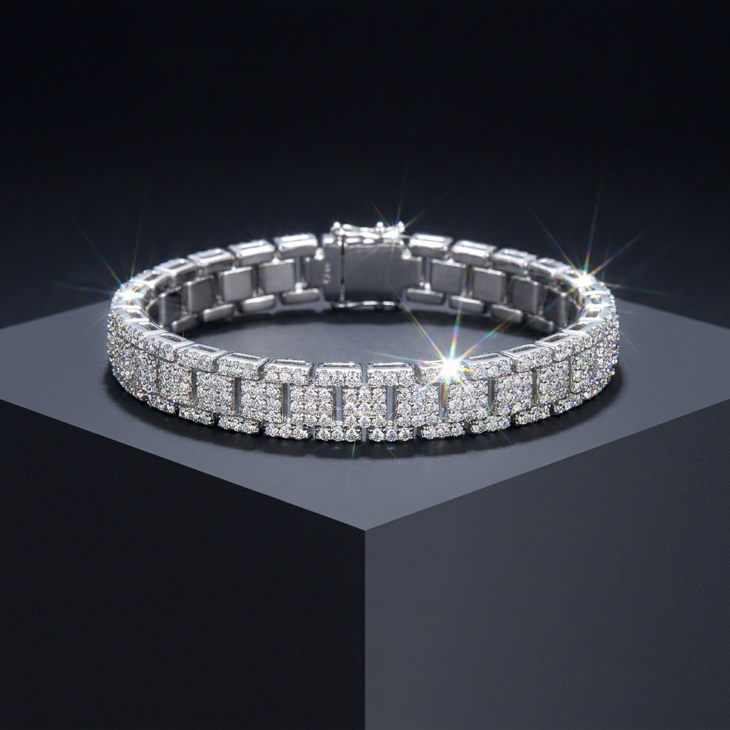 Iced Box Bracelet in VVS moissanite