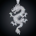 Iced Dragon Pendant in VVS moissanite