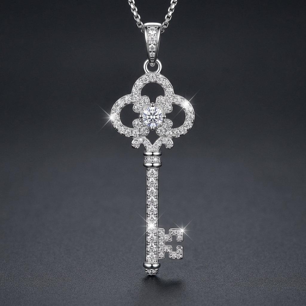 Iced Key Pendant in VVS moissanite
