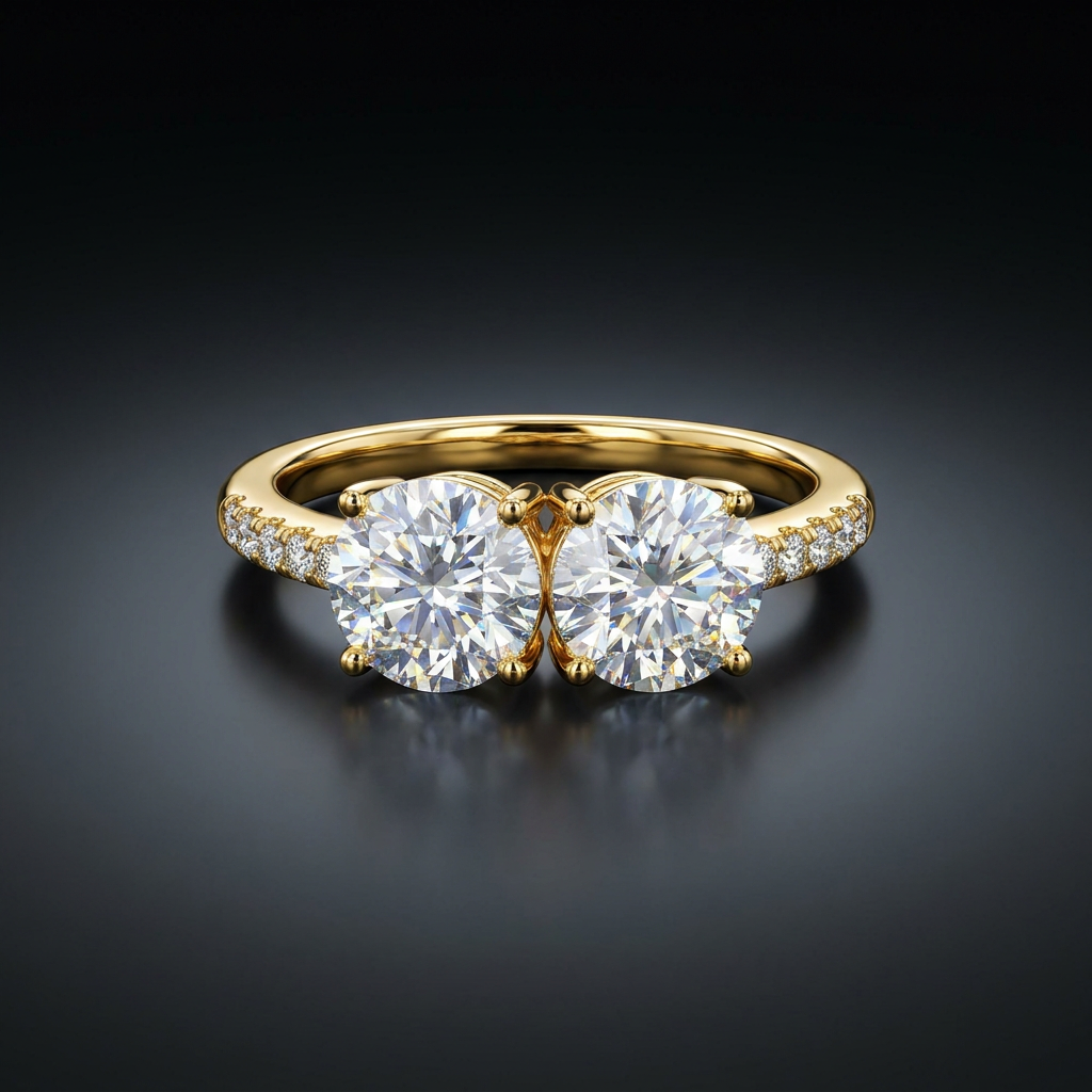 Moissanite Toi et Moi Ring in VVS moissanite