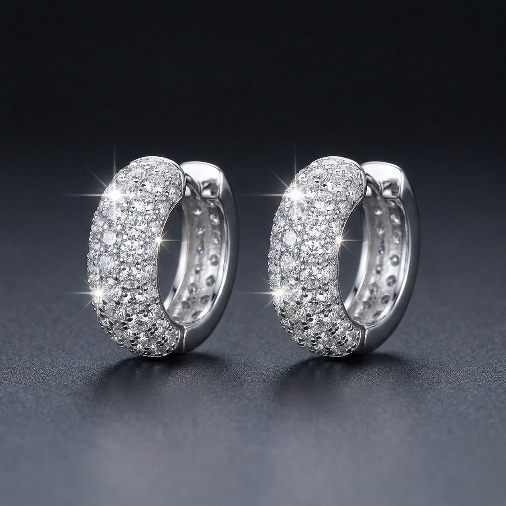 Iced Ear Cuff Earrings in VVS moissanite