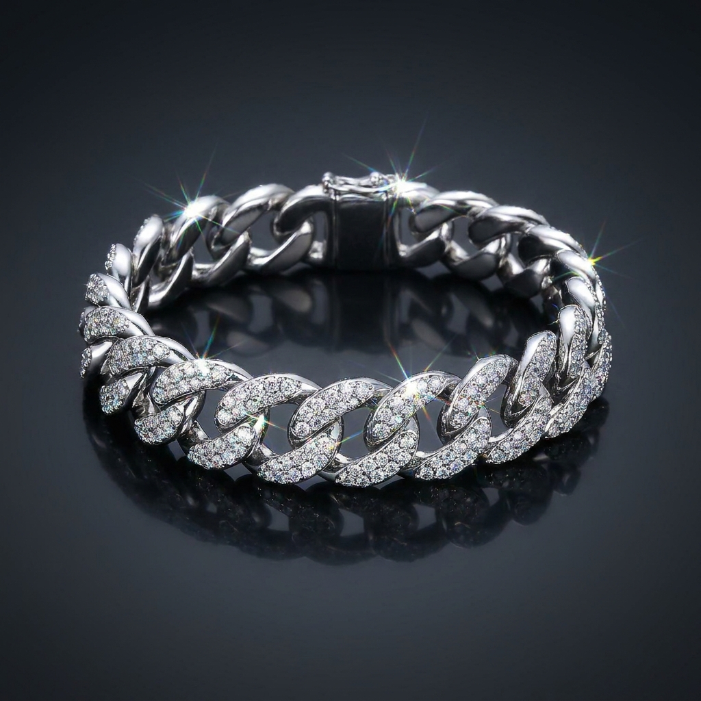 Iced Curb Bracelet in VVS moissanite