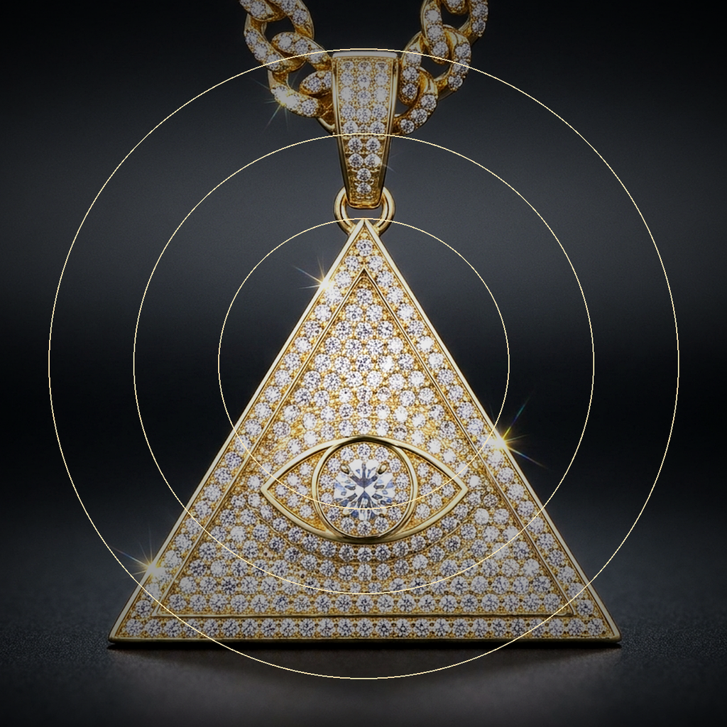 Iced All-Seeing Eye Pendant - close-up