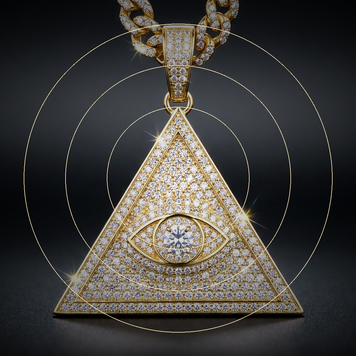 Iced All-Seeing Eye Pendant - close-up