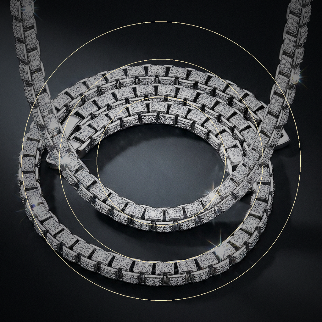 Iced Box Chain Necklace - close-up