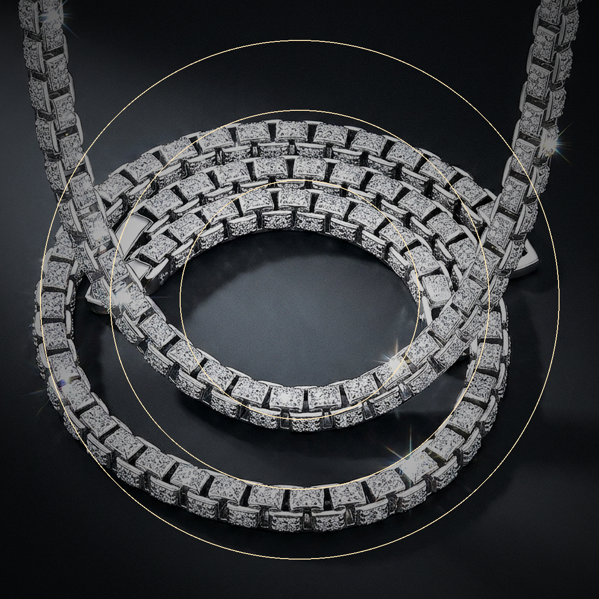 Iced Box Chain Necklace - close-up