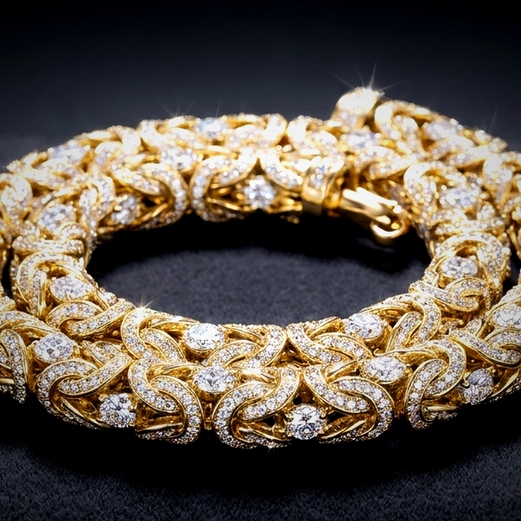 Iced Byzantine Chain Necklace - close-up