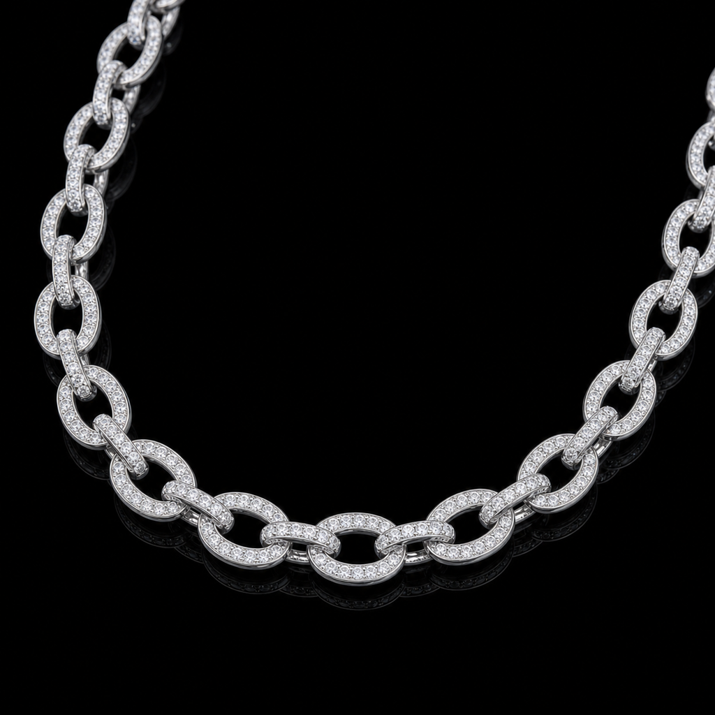 Iced Cable Chain Necklace macro product detail