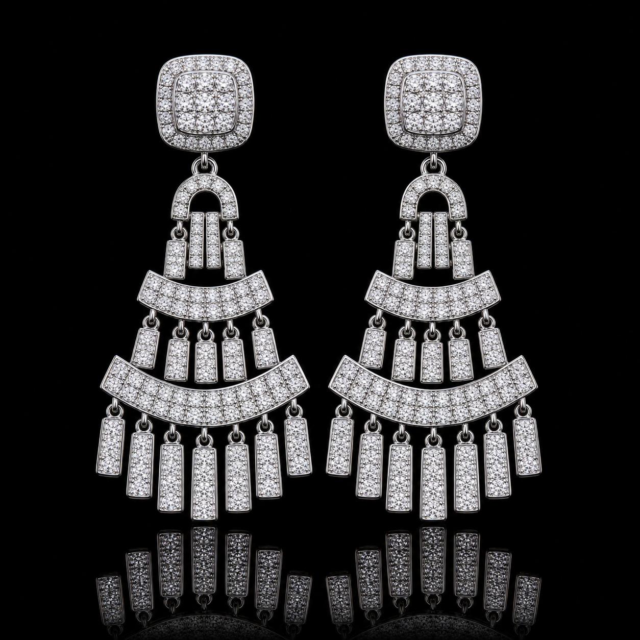 Iced Chandelier Drop Earrings macro product detail
