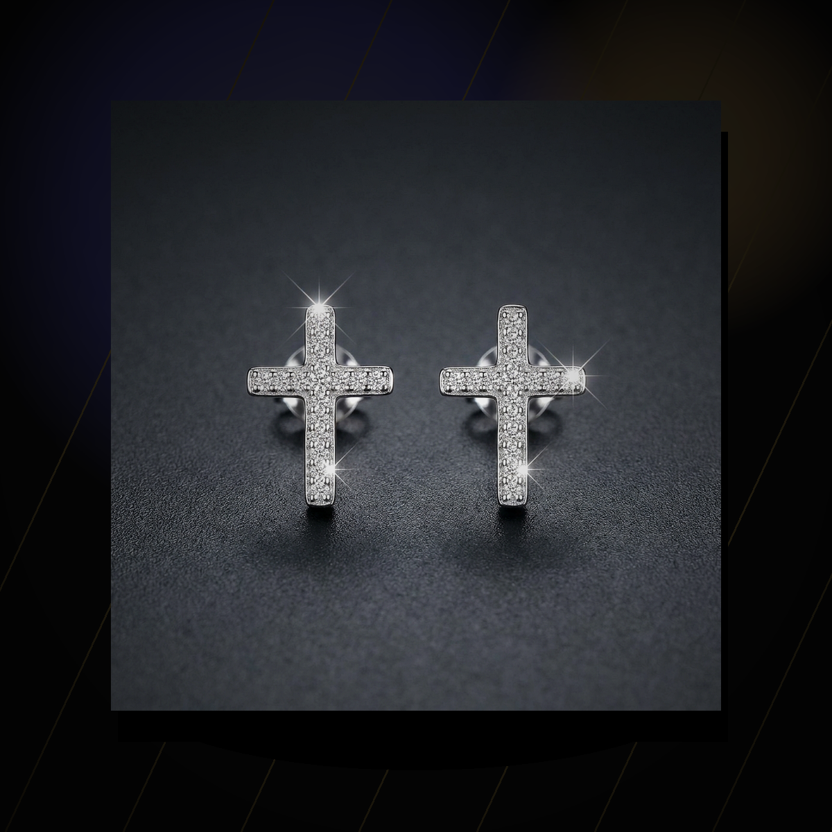 Iced Cross Stud Earrings - lifestyle