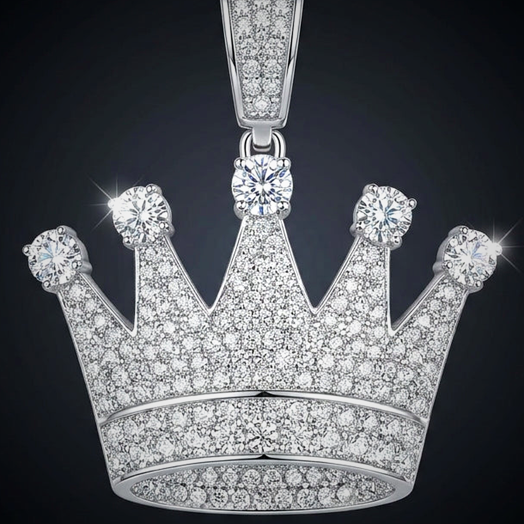 Iced Crown Pendant - close-up