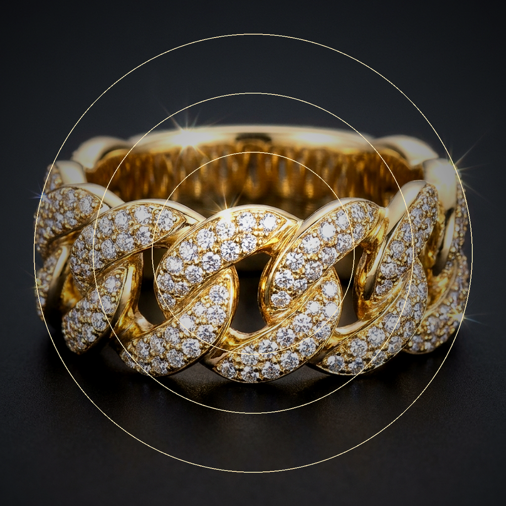 Iced Cuban Link Ring - close-up