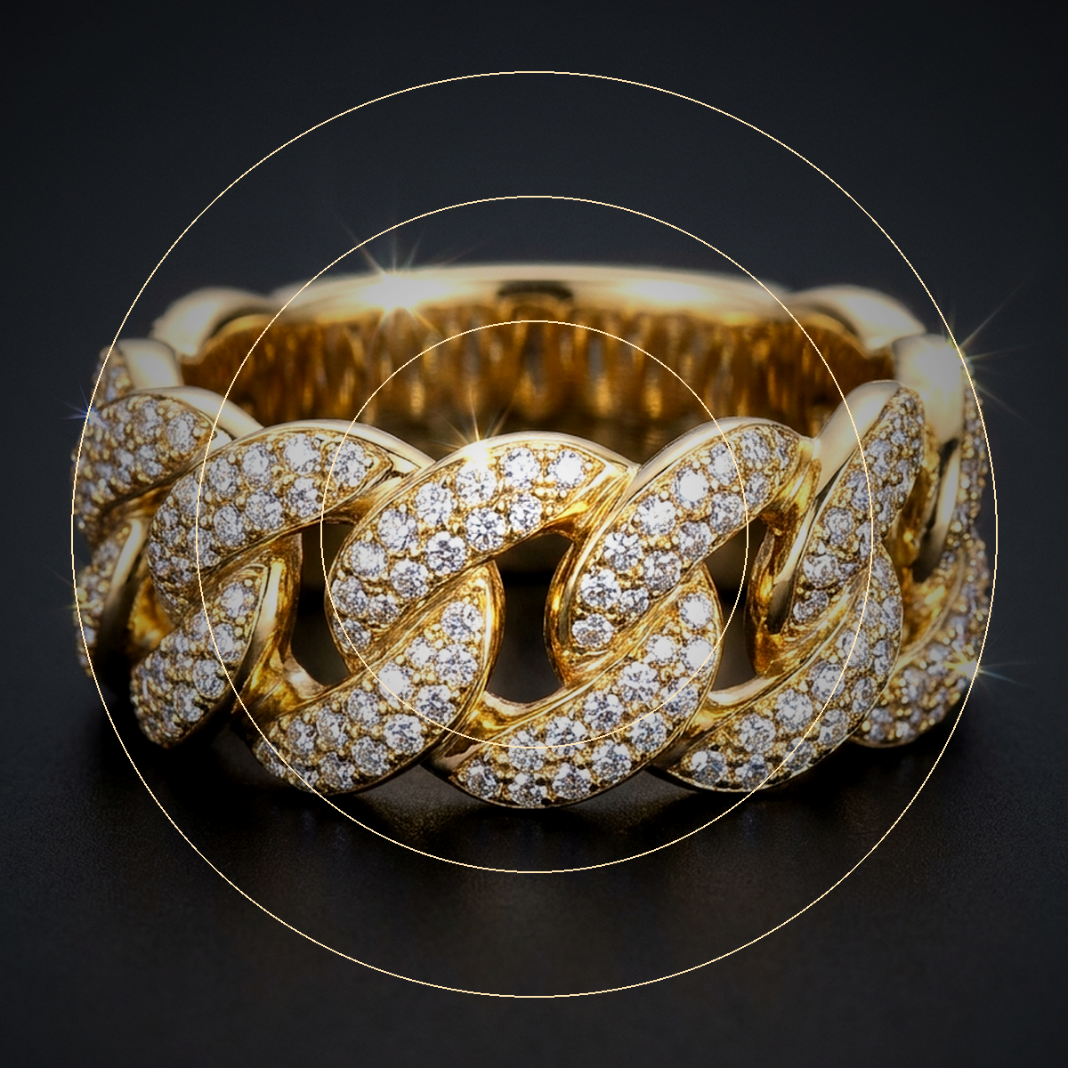Iced Cuban Link Ring - close-up
