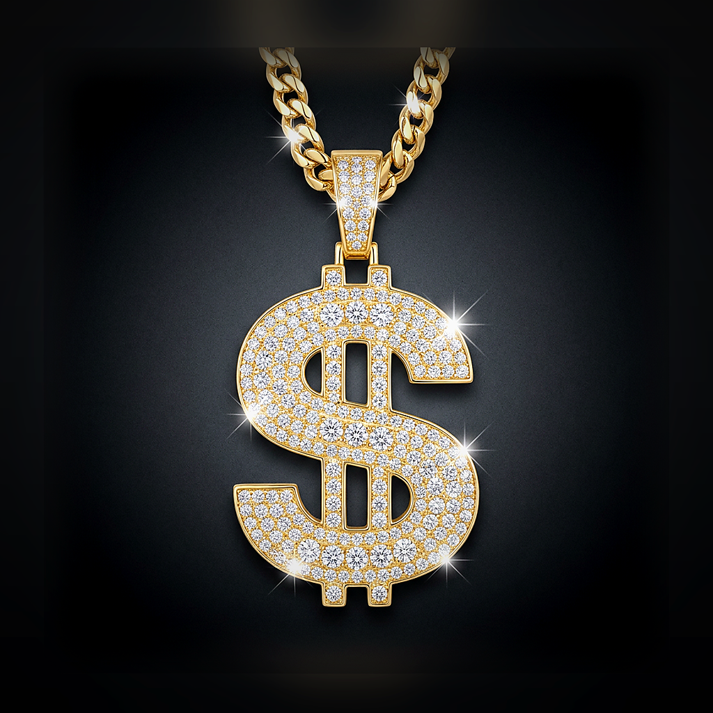 Iced Dollar Sign Pendant - lifestyle